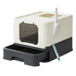 FEANDREA Katzentoilette, Mit Deckel Schwarz